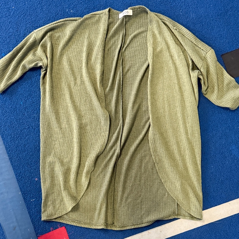 Olive Green Open Cardigan